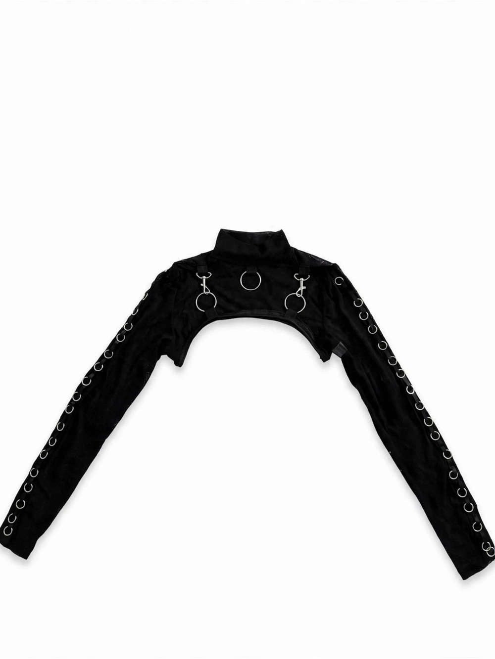 Black Mesh Industrial Punk O-Ring Bolero Shrug L